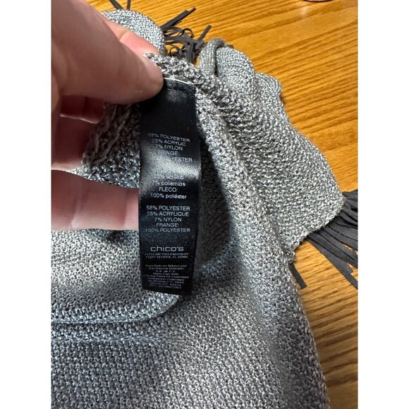 Chico's Travelers Collection Long Sleeve Open Front Fringe Cardigan Size 0 US S - Picture 6 of 10